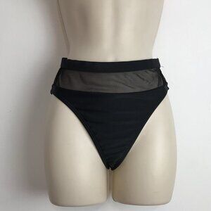 Fashion Nova High Waist Mesh Detail Bikini Bottom - Black - Size XS -NWOT